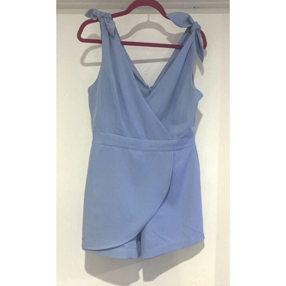 BCBGeneration Womens Slim Fit Sleeveless Tie Strap Skort Romper Size Medium Blue - Picture 3 of 12